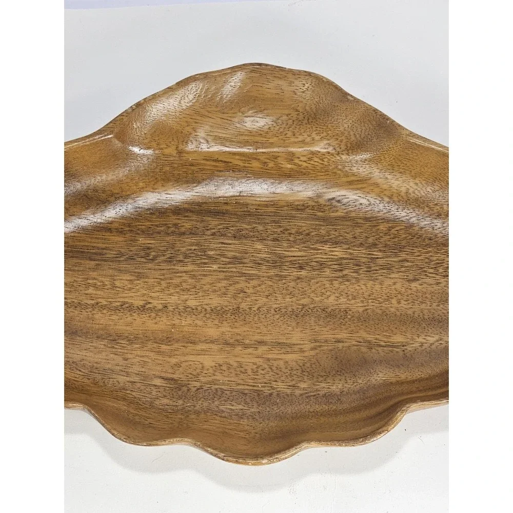 Monkey Pod Wood Bowl 13.5 Inch Scalloped Orobilt Serving Dish